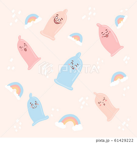 cute condom Cute condoms with funny faces in kawaii styleのイラスト素材 [61429222] - PIXTA