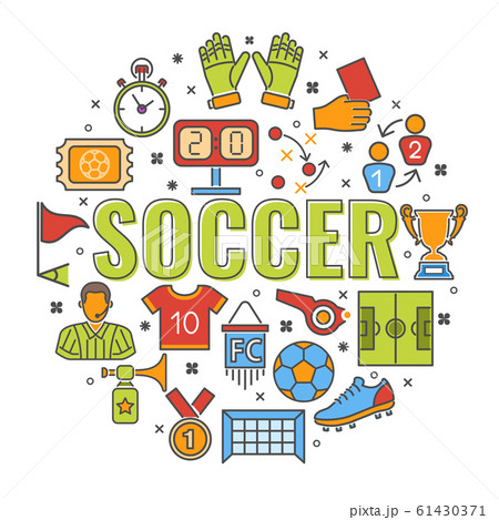 Soccer Banner with Line Icon 61430371