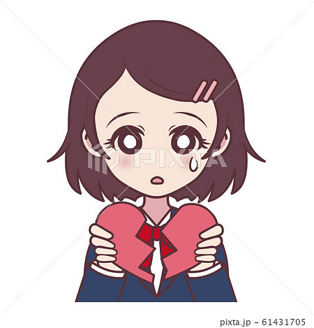 女の子 恋愛 失恋 学生 のイラスト素材