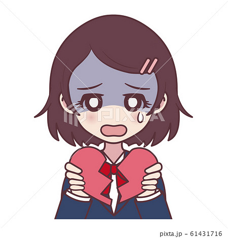 女の子 恋愛 失恋 学生 のイラスト素材