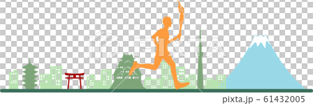 聖火ランナー 日本シルエットのイラスト素材