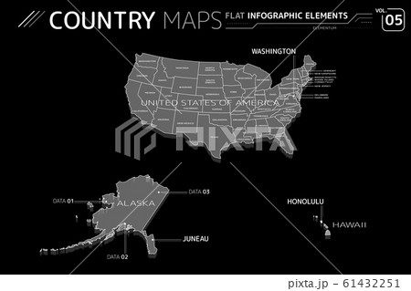 United States Of America Alaska And Hawaii のイラスト素材