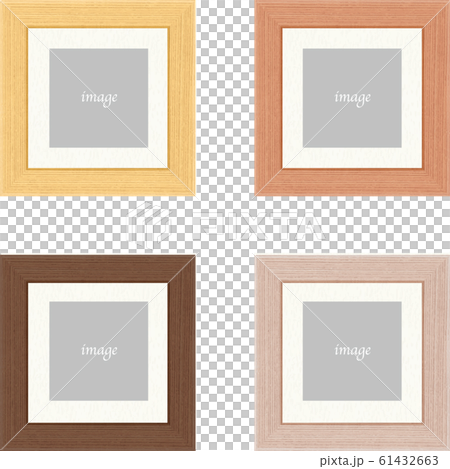 木製 額縁 正方形 セット マットありのイラスト素材