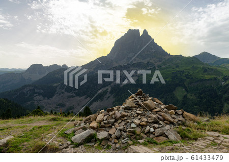 View of the Pic du Midi d'Ossau in the French 61433479