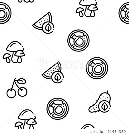 Organic Eco Foods Seamless Pattern Vector 61434329
