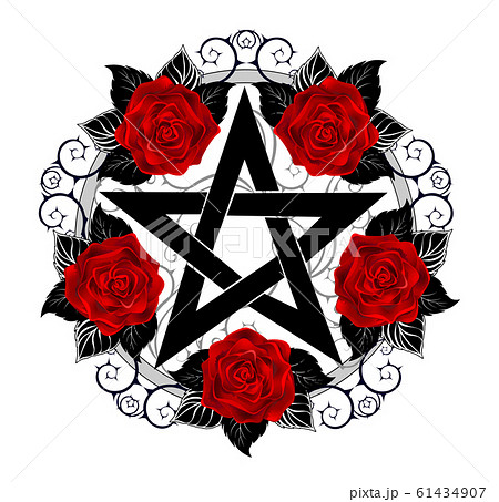 Pentagram with red roses 61434907