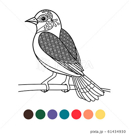 Antistress coloring zentangle bird 61434930