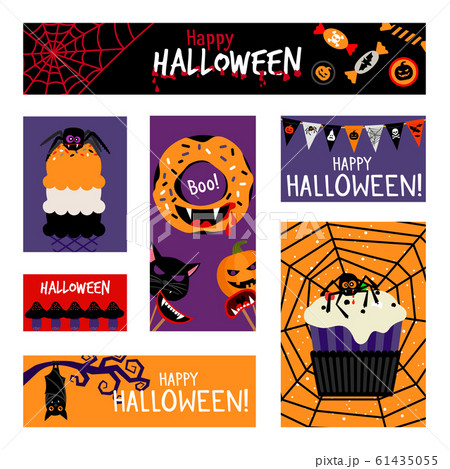 Crazy Halloween Banners Setのイラスト素材 61435055 Pixta