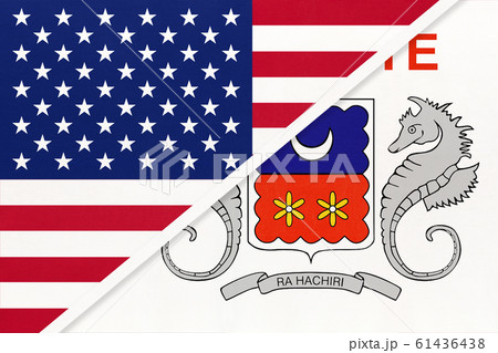 USA vs Mayotte national flag from textile. 61436438