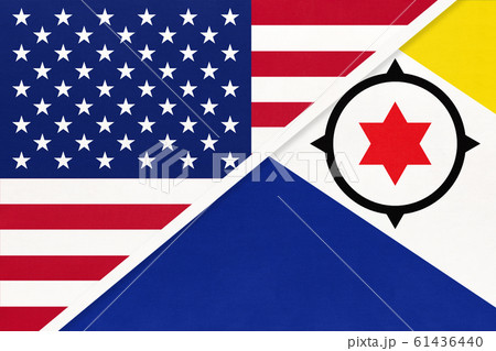 USA vs Bonaire island national flag.  61436440
