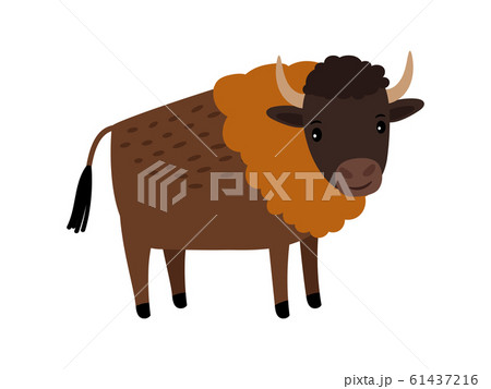 Bison Wild Animal Cartoon Iconのイラスト素材