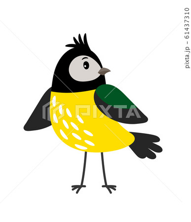 Yellow cartoon tit bird Yellow cartoon tit bird 61437310