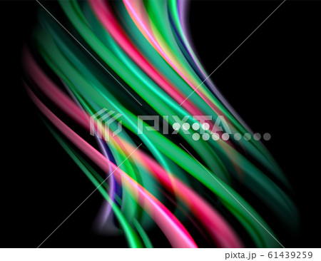 Silk smooth lines on black, liquid fluid color waves. Vector Illustration 61439259