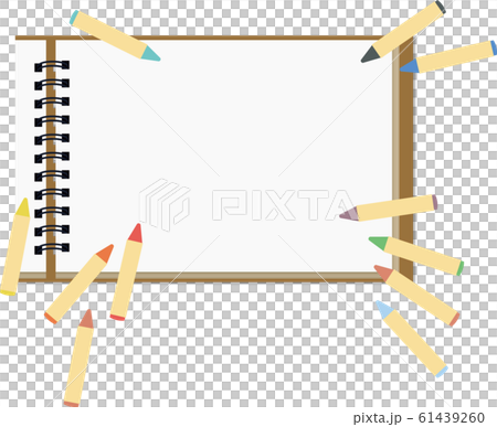 イラスト素材　スケッチブック　クレヨン　画用紙　紙　ベクター 61439260