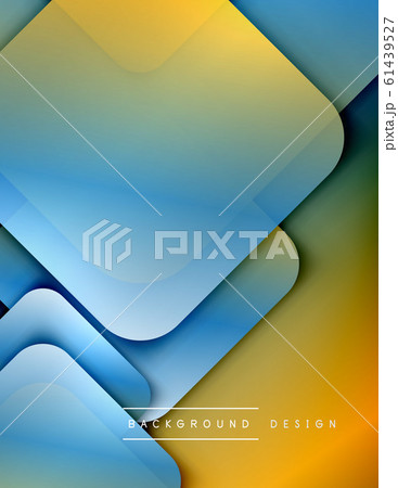 Rounded squares shapes composition geometric abstract background. 3D shadow effects and fluid gradients. Modern overlapping forms. 61439527