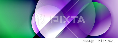 Dynamic trendy geometrical abstract background. Circles, round shapes 3d shadow effects and fluid gradients. Modern overlapping round forms 61439671