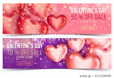 Two Sale header or banner with discount offer for Happy Valentine's Day celebration. Two Sale header or banner with discount offer for Happy Valentine's Day celebration. 61439680