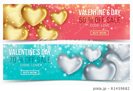 Two Sale header or banner with discount offer for Happy Valentine's Day celebration. Two Sale header or banner with discount offer for Happy Valentine's Day celebration. 61439682