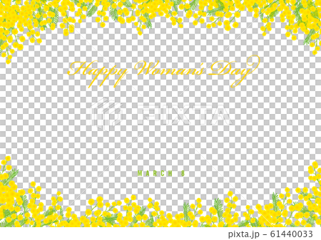 ミモザ 手描きフレーム 横 文字あり 61440033