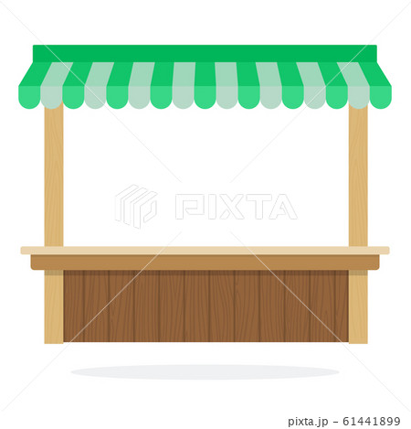 Wooden Street stall with a green roof flat isolated Wooden Street stall with a green roof flat isolated 61441899
