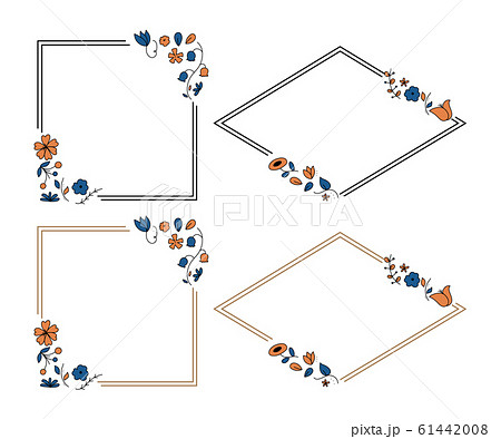 お花のフレーム おしゃれ シンプル 素材のイラスト素材 61442008 Pixta