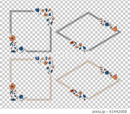 お花のフレーム おしゃれ シンプル 素材のイラスト素材 61442008 Pixta