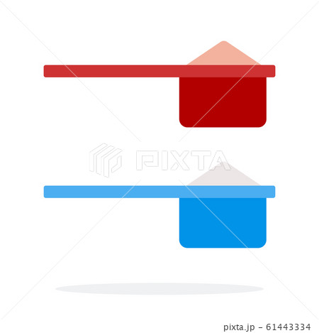 Blue and red measuring spoons for sports vitamins flat isolated 61443334