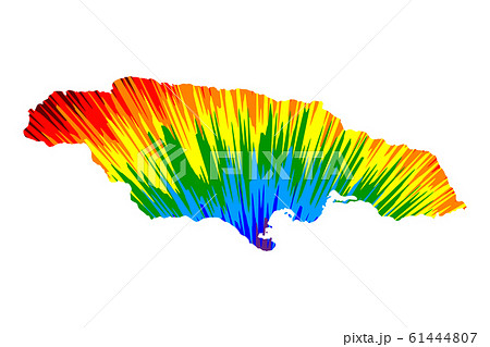 Jamaica - map is designed rainbow abstract Jamaica - map is designed rainbow abstract 61444807