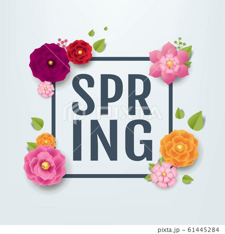 Spring Poster With Flowers Background Spring Poster With Flowers Background 61445284