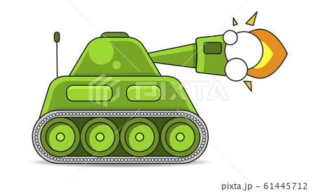 Vector Illustration Of A Battle Tank Aiming A Gun 61445712
