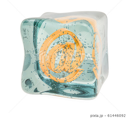 E-mail sign frozen in ice cube, 3D rendering 61446092