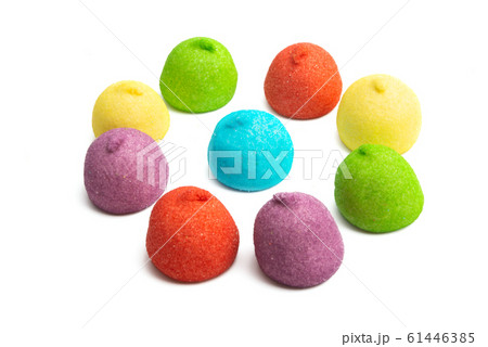 chewing marshmallows isolated 61446385