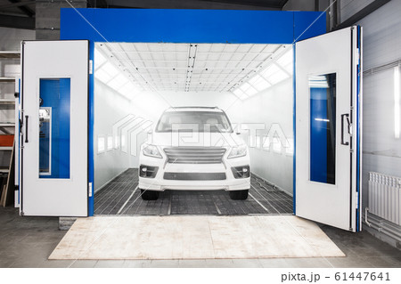 spray booth and car inside 61447641