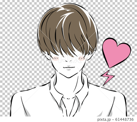 前髪で目を隠した男性のドキドキのイラスト素材