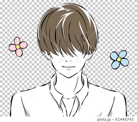 Anime-style man with closed eyes and a smile