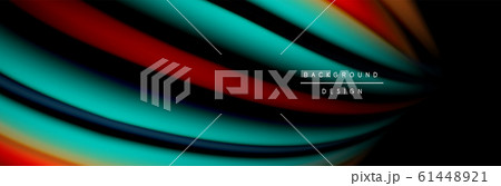 Сolorful flow poster. Wave liquid lines and shapes in black color background. Vector Illustration 61448921