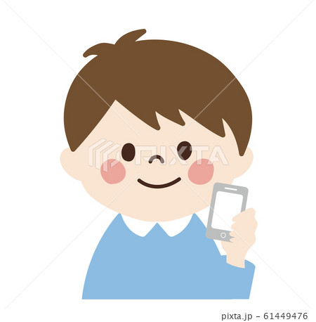 小さい男の子 スマホ右 のイラスト素材