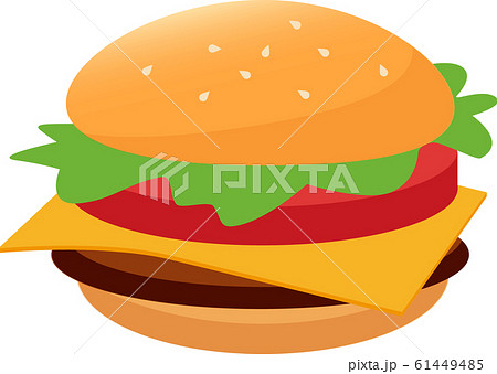 ハンバーガー単品のイラスト素材