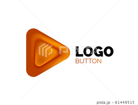 Play, arrow or download button icon, minimal design business logo template. 3d geometric bold in relief style with color blend steps effect. Vector Illustration For Wallpaper, Banner, Background, Card 61449515