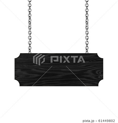 Wooden sign hanging on a chain isolated on white 61449802