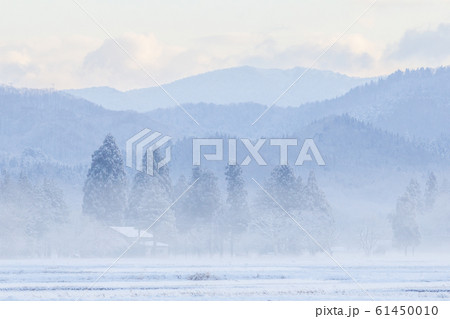 秋田県の雪景色 冬の朝 秋田県の雪景色 冬の朝 61450010