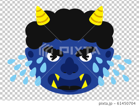 Illustration: Oni Oni Setsubun Beans Maki Material Facial Expression Face Blue Demon Aoni Blue Ao (with Vector) 61450704