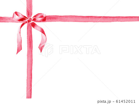 リボン イラスト 水彩 プレゼント 赤のイラスト素材