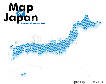 ドットとグラデーションの立体的な日本地図のイラスト 青系 ビジネスグラフィック素材のイラスト素材