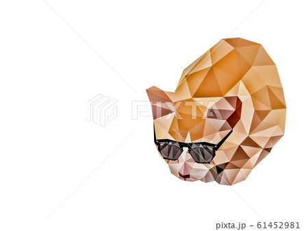 サングラスをした抽象的な茶色の猫が体を丸めて居眠りをしているのイラスト素材