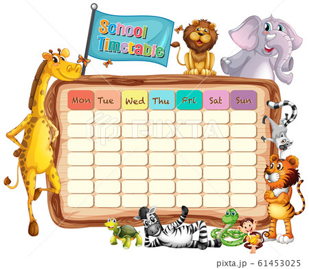 School timetable template animal theme 61453025