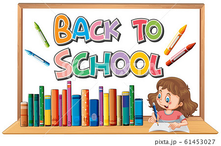 Back to school template with girl 61453027