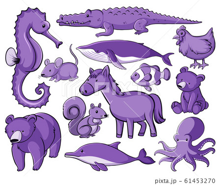 Many Animals In Purpleのイラスト素材