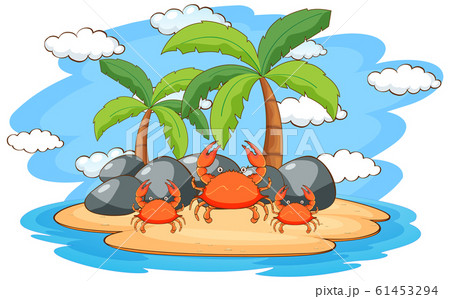 Scene with crabs on island Scene with crabs on island 61453294