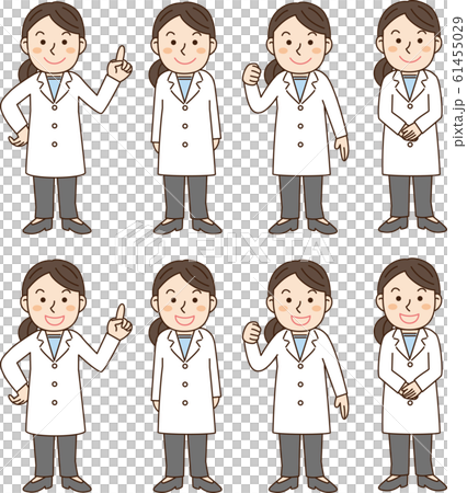 白衣 女性 医者 研究者など のイラスト素材